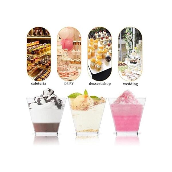 50 tazas cuadradas de plástico para postres aperitivos de