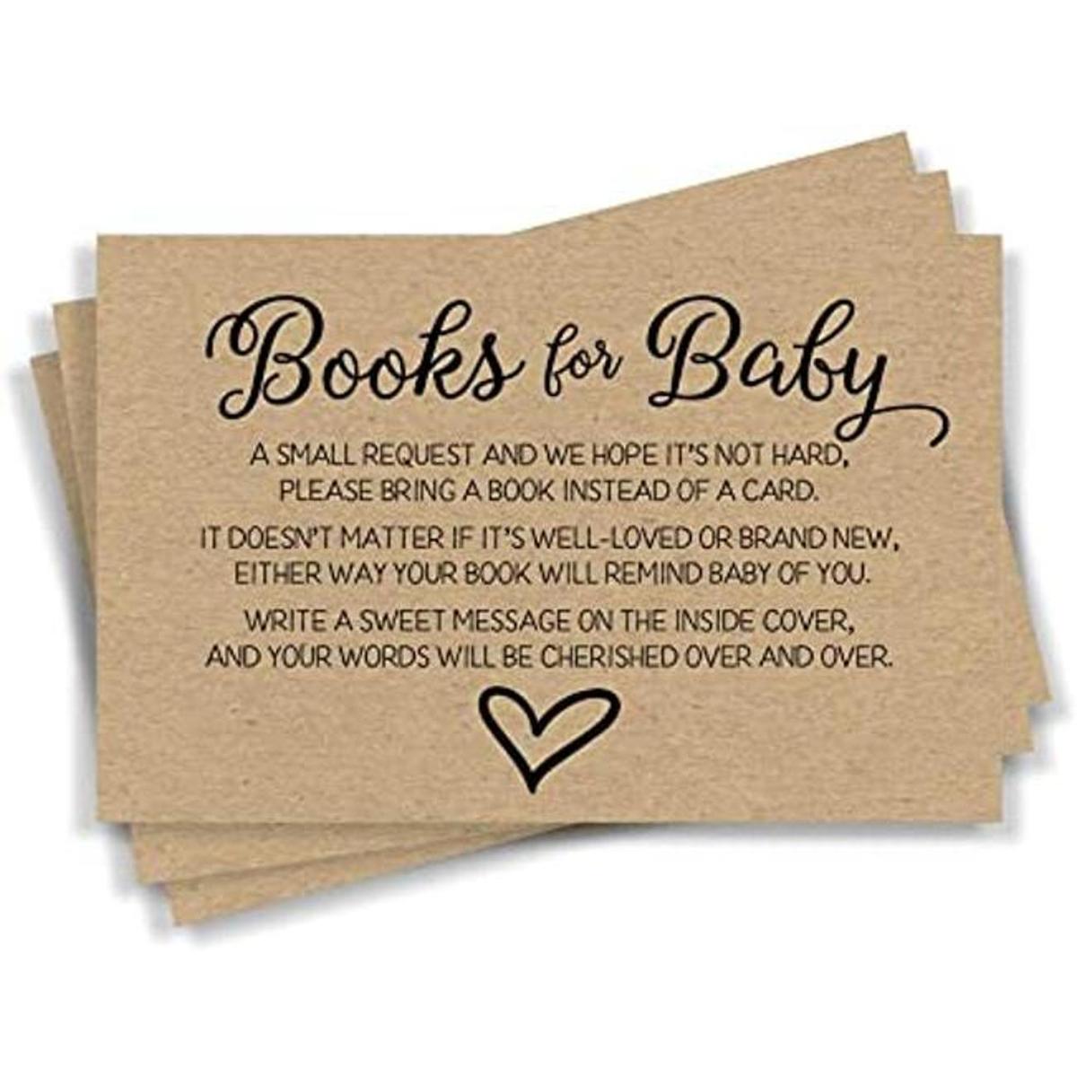 50 tarjetas de solicitud de inserción de libro de baby