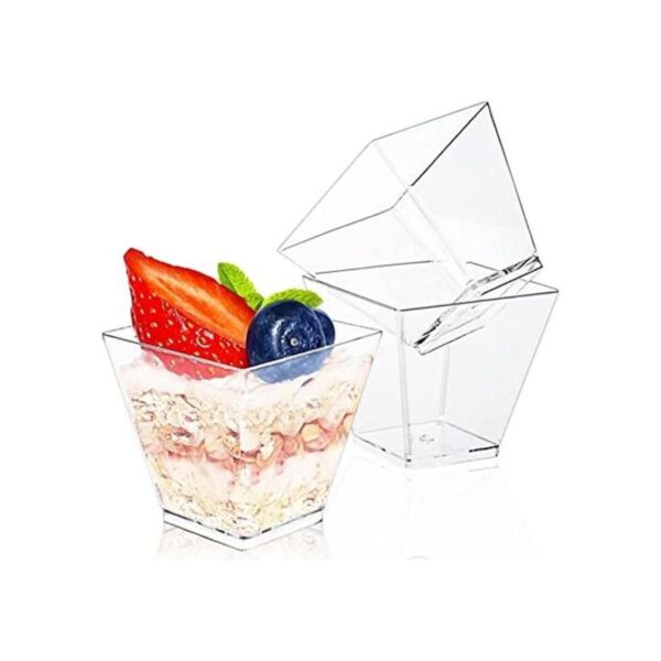 50 tazas cuadradas de plástico para postres aperitivos de