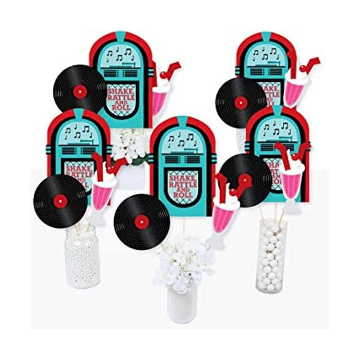 50s Sock Hop Palillos de centro de mesa para fiestas de