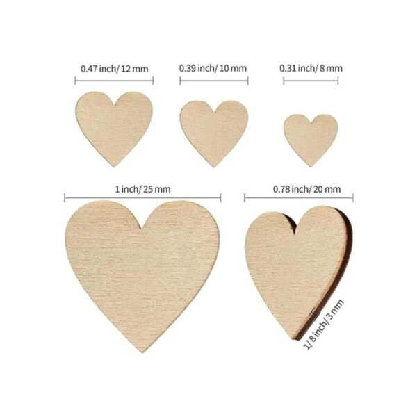 500 piezas de recortes de corazón de madera sin terminar