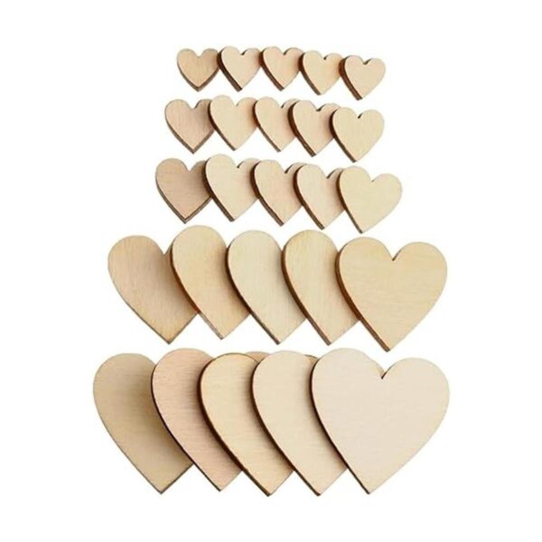 500 piezas de recortes de corazón de madera sin terminar