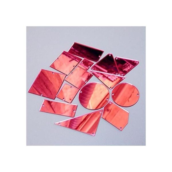 50pcs Rojo Rosa coser en el espejo brillantes DIY_2