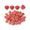 50pcs rojo corazón encantos aleación esmalte mini forma de