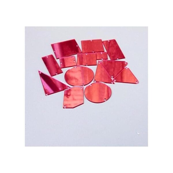 50pcs Rojo Rosa coser en el espejo brillantes DIY_3