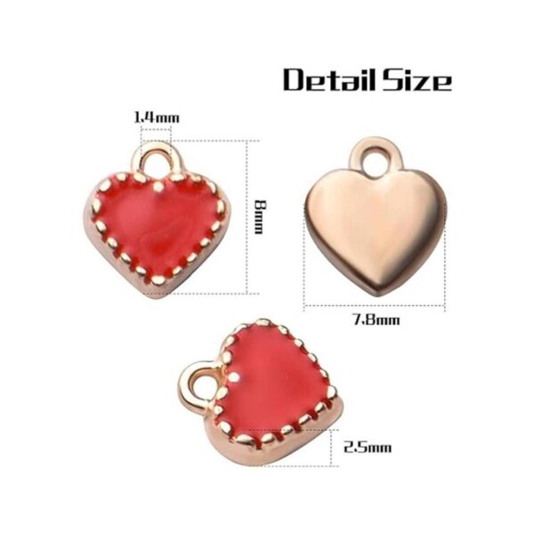 50pcs rojo corazón encantos aleación esmalte mini forma de