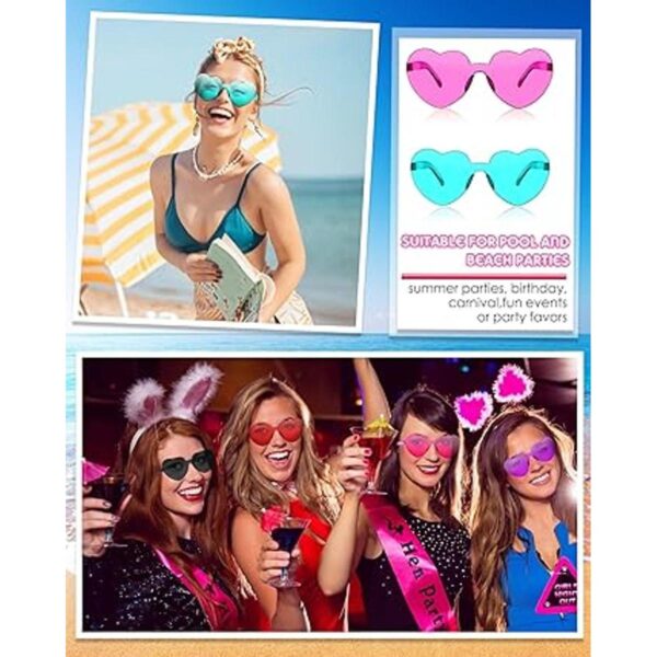 54 Pairs Heart Shaped Rimless Sunglasses Bulk Colored