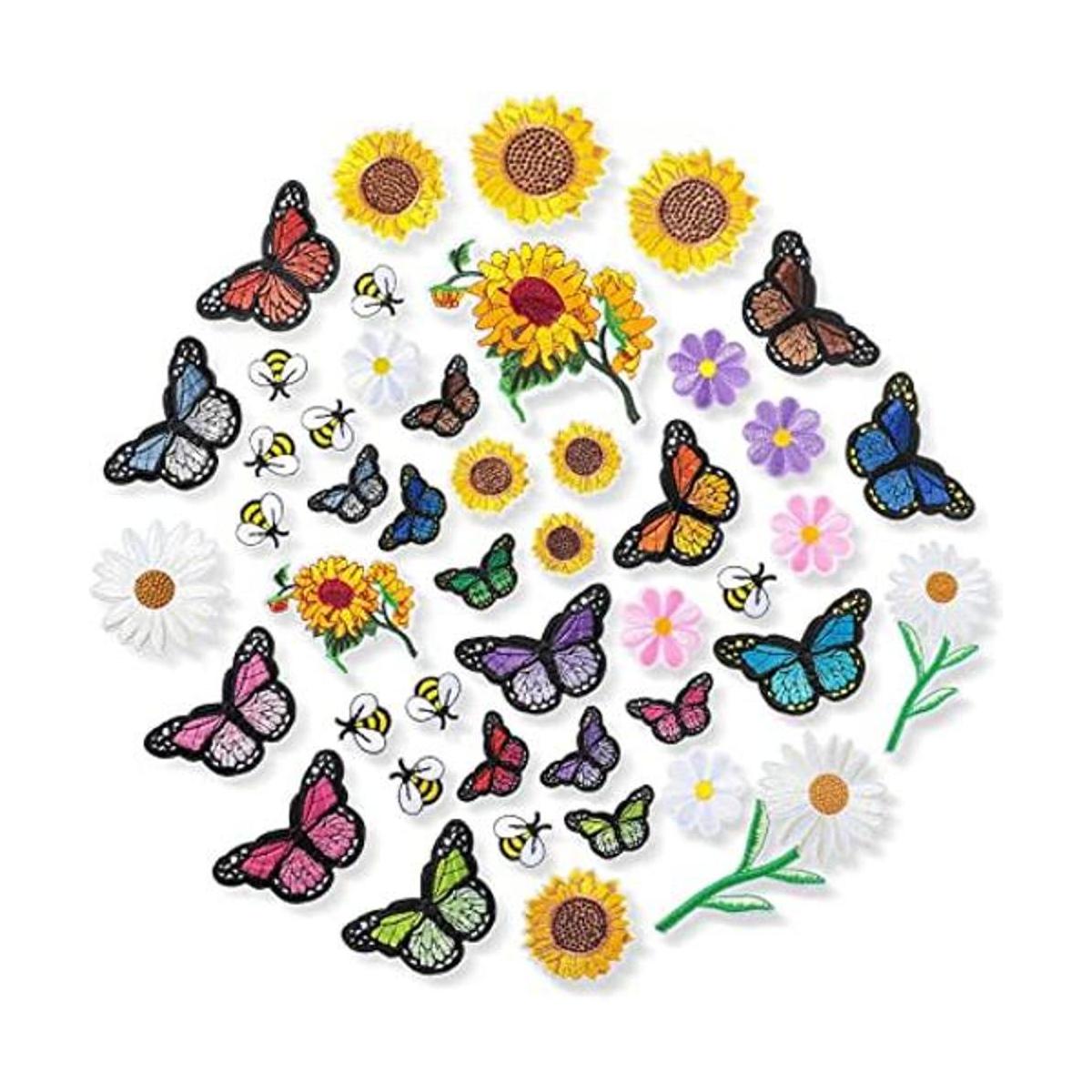 55 parches bordados de flores para planchar parches de