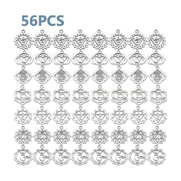 56pcs 7 Estilos Chakra Charms Aleación Yoga OM OHM Flor