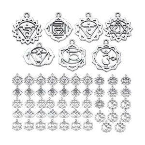 56pcs 7 Estilos Chakra Charms Aleación Yoga OM OHM Flor