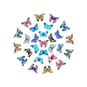 56 dijes de aleación de mariposa esmaltada con dije de