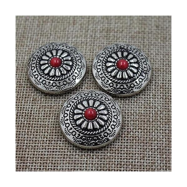 5PCS turquesa forma redonda Conchos Retro manual DIY cuero_2