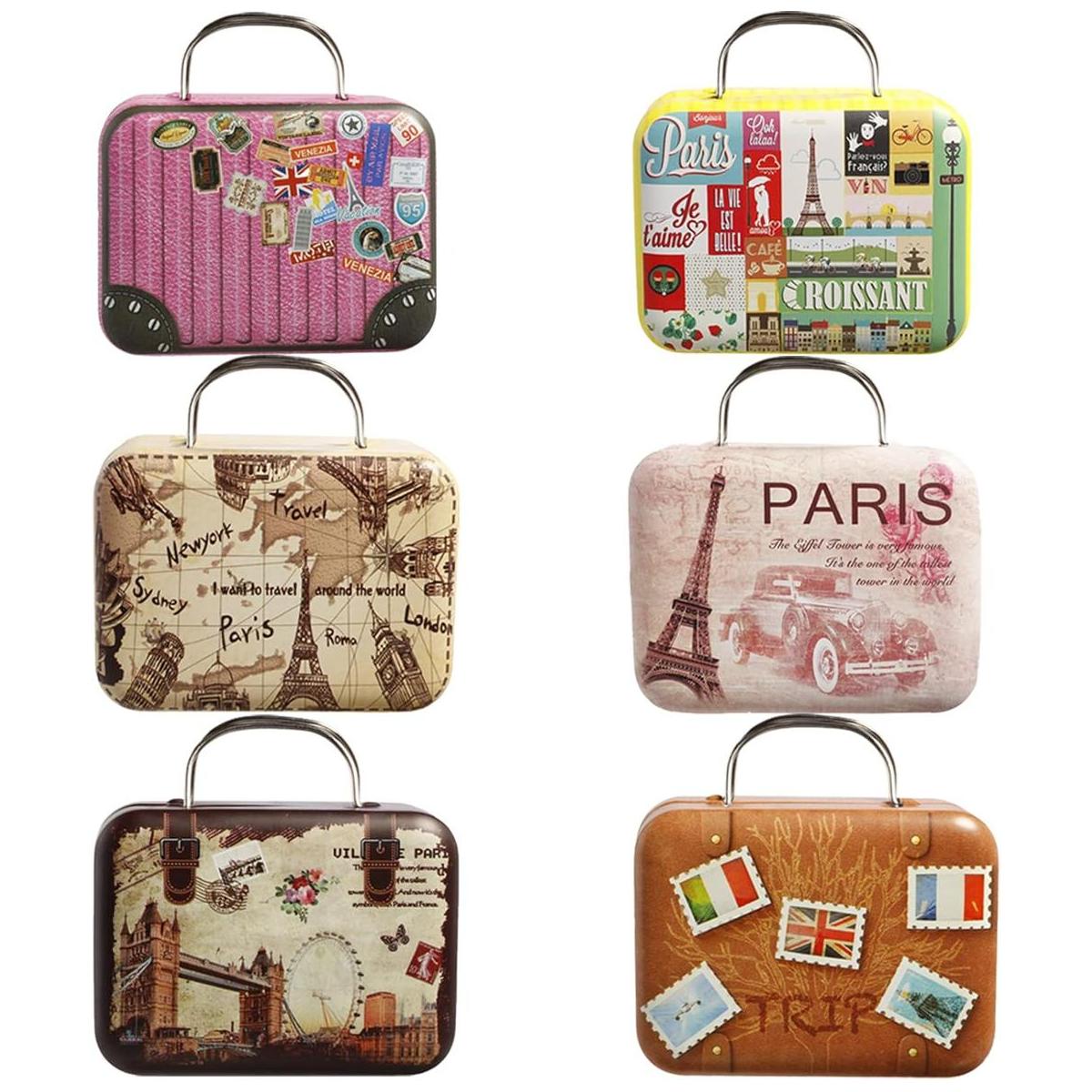 6 cajas de lata con tapas pequeñas cajas de dulces para