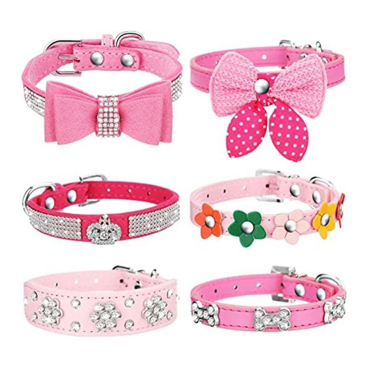 6 collares de cachorro para niña collar de perro rosado