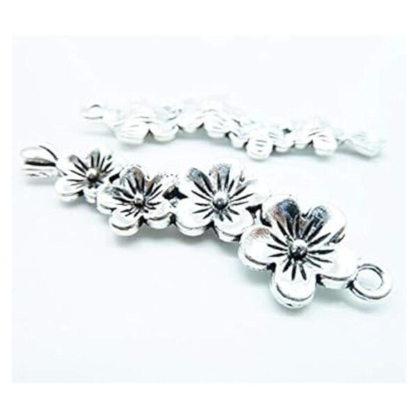 6 colgantes de flores de plata con diseño de flores de_2