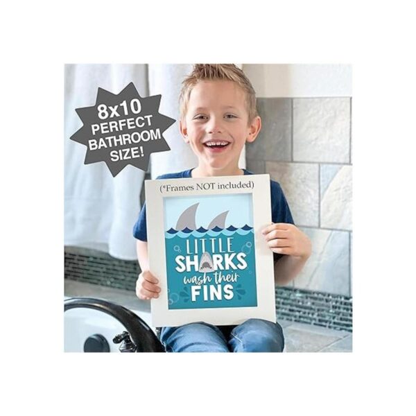 6 decoraciones reversibles de baño de tiburones para