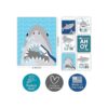6 decoraciones reversibles de baño de tiburones para