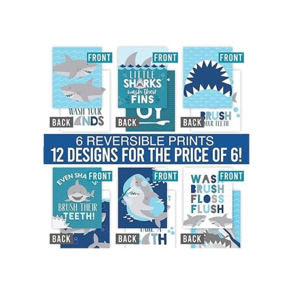 6 decoraciones reversibles de baño de tiburones para