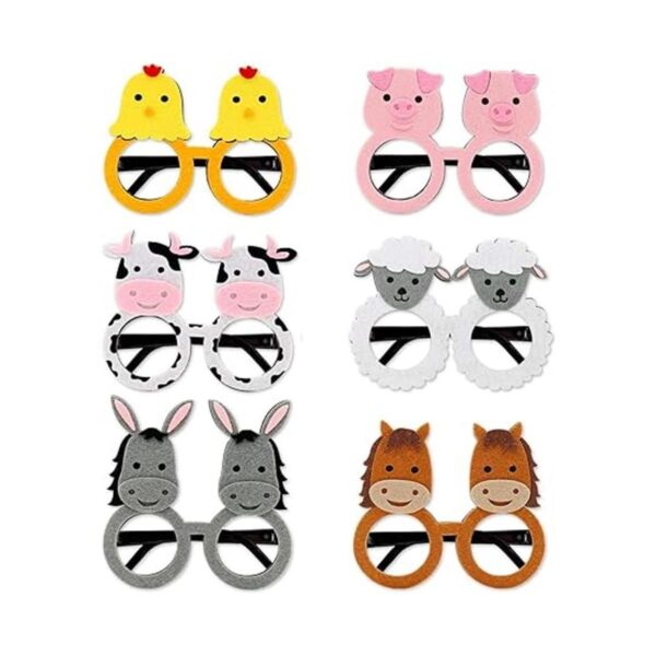 6 gafas de animales de granja con marco para fiestas de_2