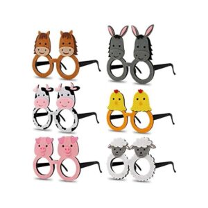 6 gafas de animales de granja con marco para fiestas de_1