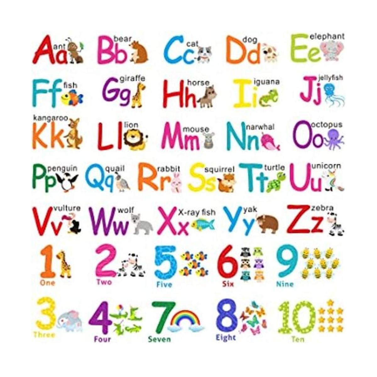 6 hojas de alfabeto pegatinas de pared para niños pequeños