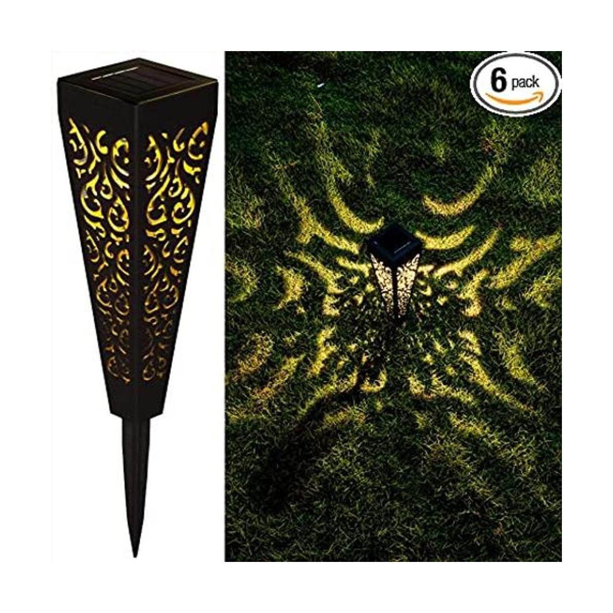 6 luces solares para jardín estacas decorativas para