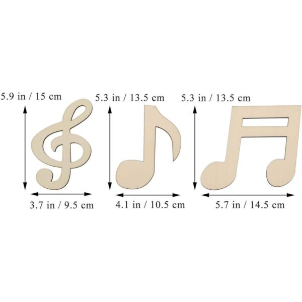6 notas musicales de madera recortes de música DIY adornos