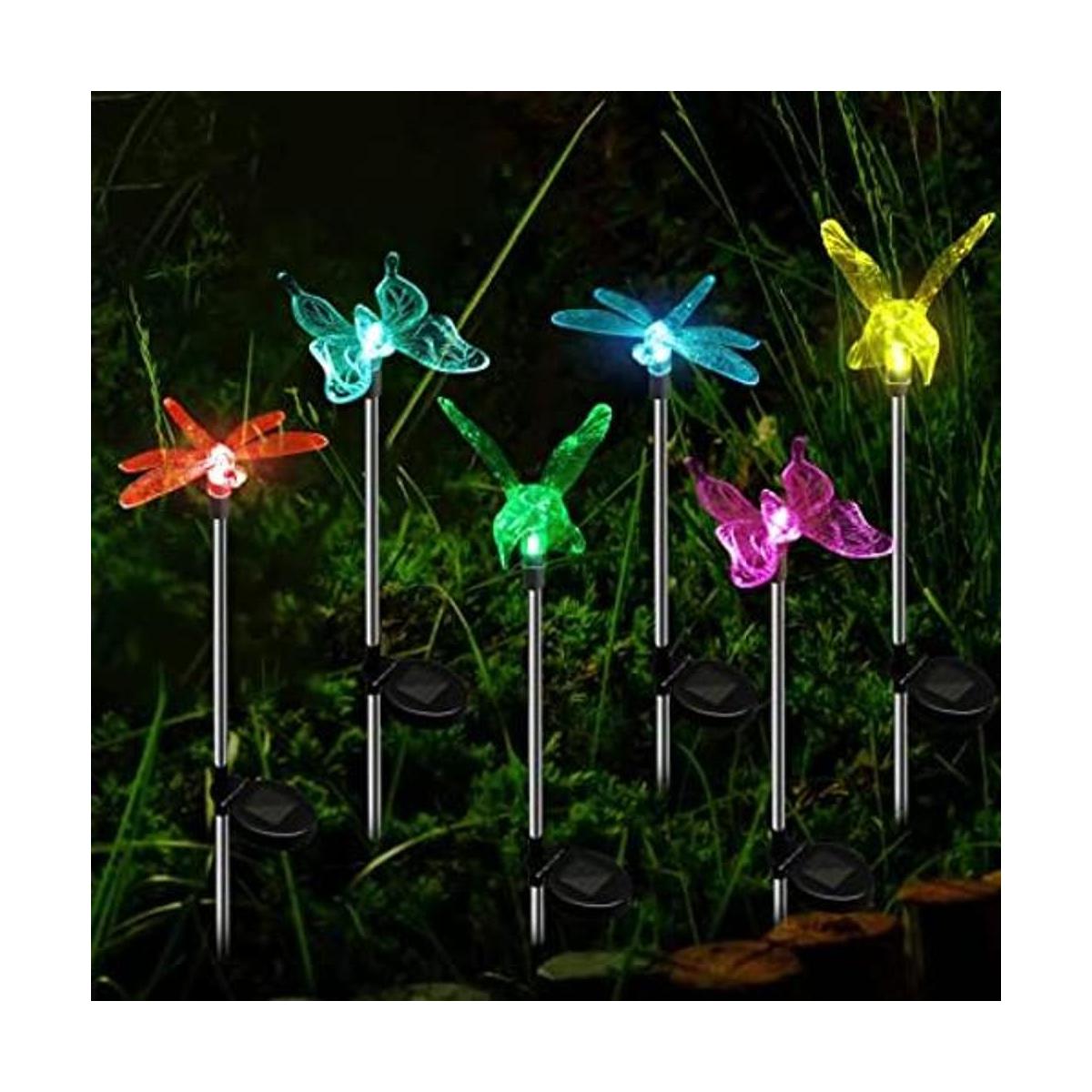 6 luces solares de jardín que cambian de color libélula