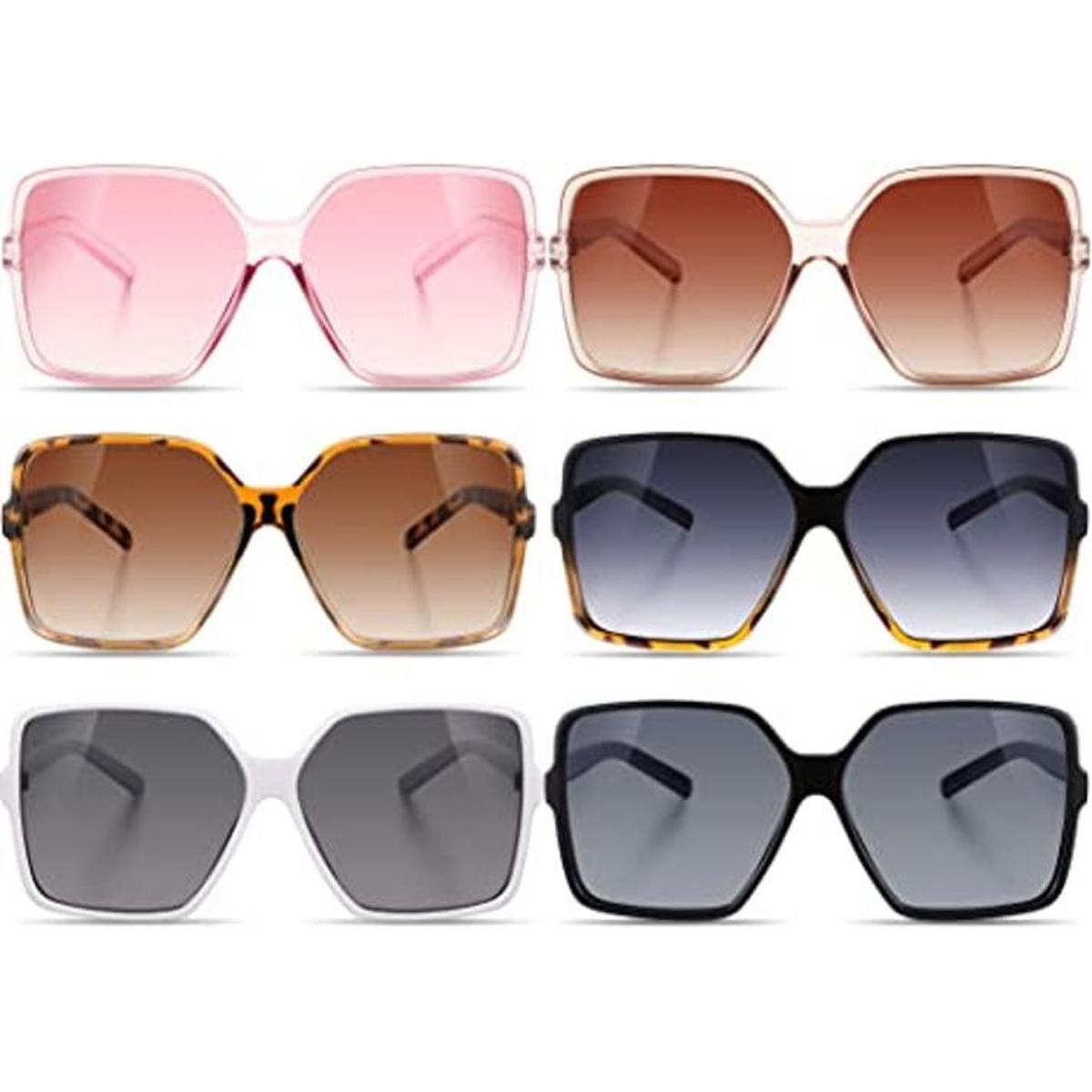6 pares de gafas de sol cuadradas de gran tamaño