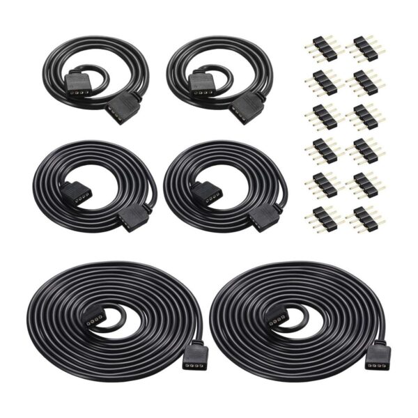 6 piezas de cable de extensión RGB de 4 pines cable de