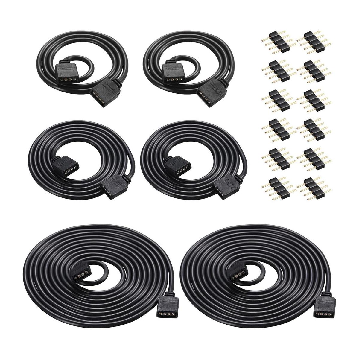 6 piezas de cable de extensión RGB de 4 pines cable de