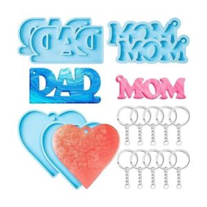6 piezas de llavero para mamá papá moldes de resina de