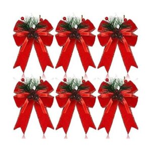 6 piezas de lazo de Navidad a cuadros con cono de pino_1