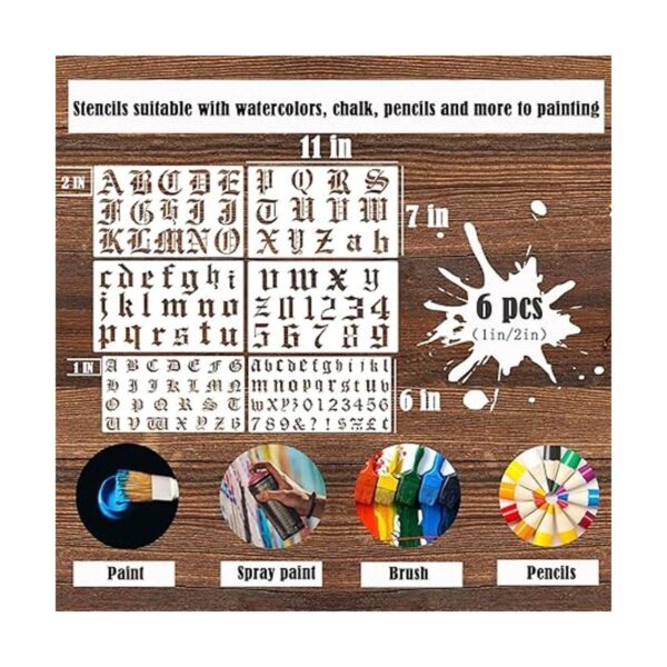 6 plantillas antiguas en inglés de 2 pulgadas plantillas