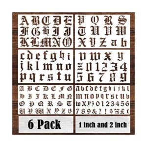 6 plantillas antiguas en inglés de 2 pulgadas plantillas