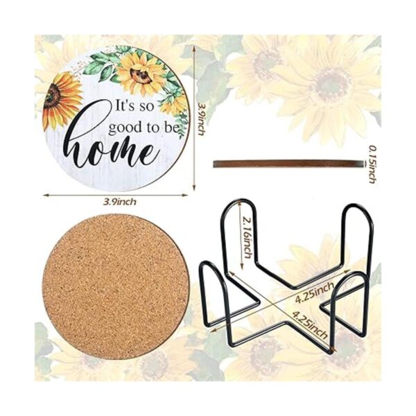 6 posavasos vintage de girasol con soporte posavasos de