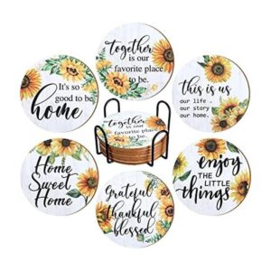 6 posavasos vintage de girasol con soporte posavasos de