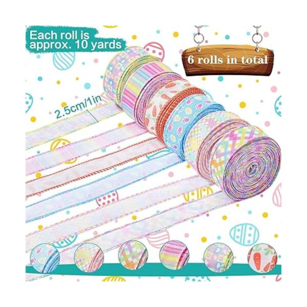 6 rollos de cintas de borde con alambre de Pascua de 1