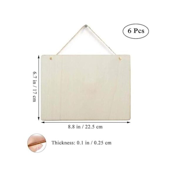 6 unidades de placas de madera en blanco rectángulo sin