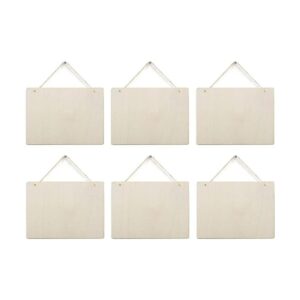 6 unidades de placas de madera en blanco rectángulo sin