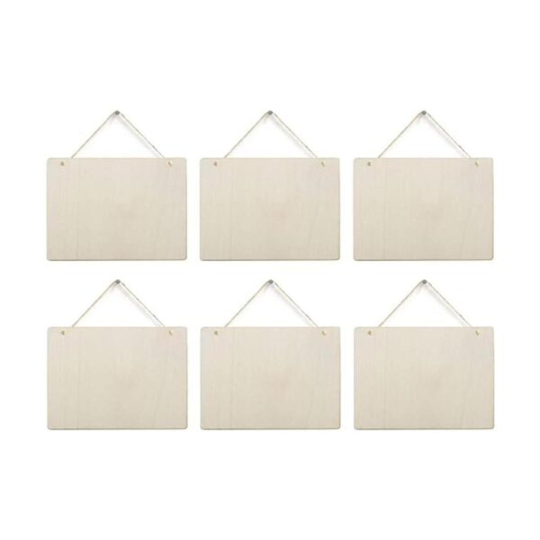 6 unidades de placas de madera en blanco rectángulo sin