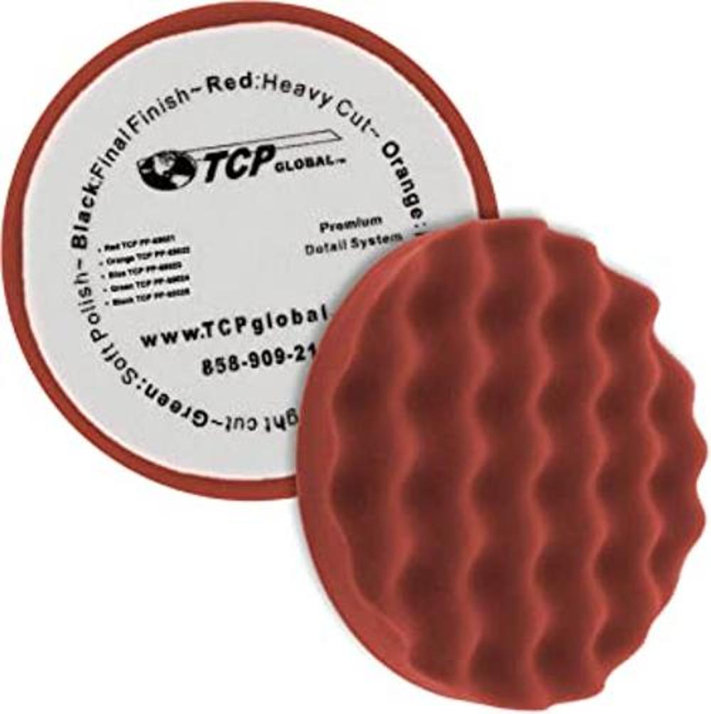6.5 Rojo Waffle Heavy Cut Grip espuma Buff polaco Pad