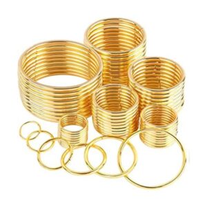 60 anillos tóricos de metal dorado de 6 tamaños para