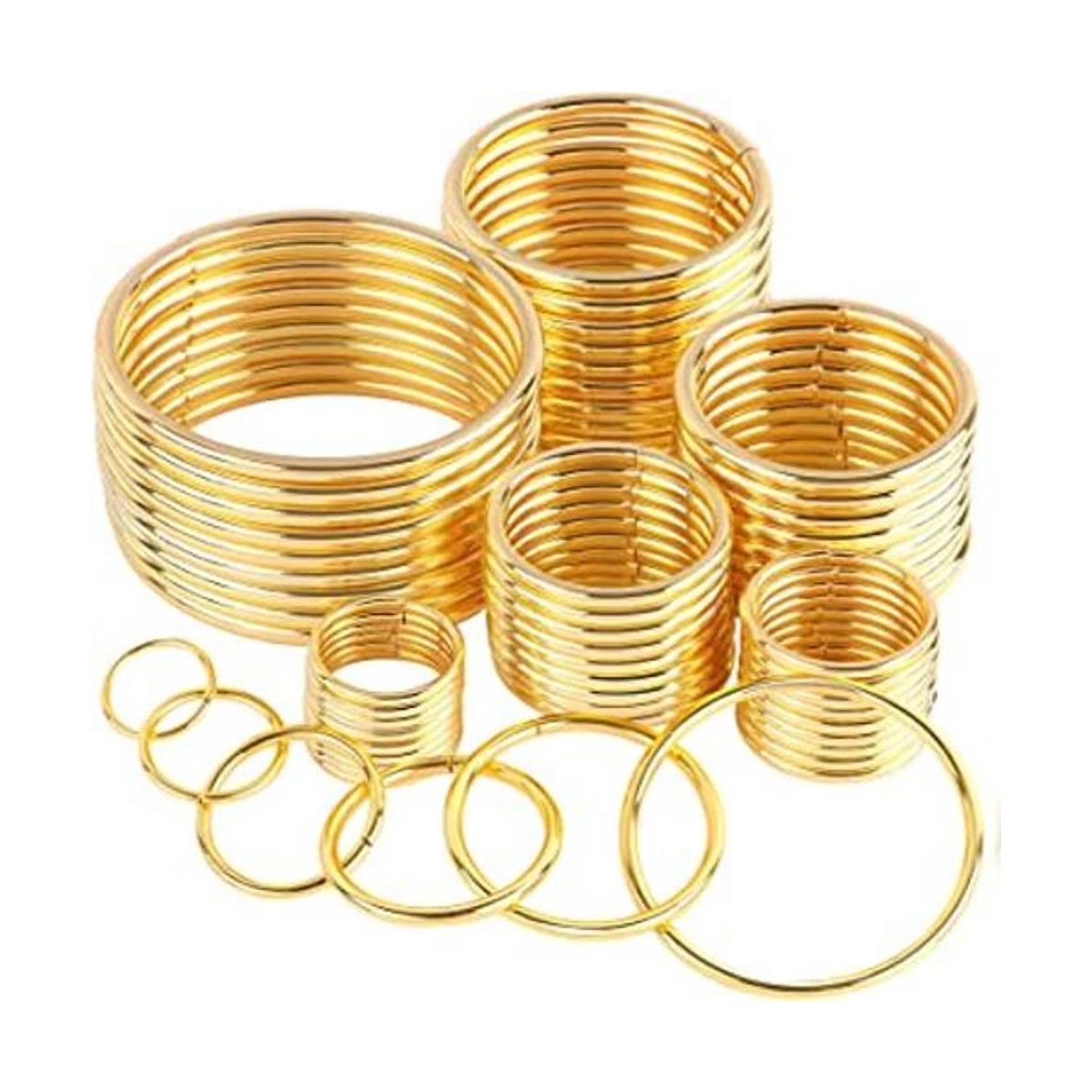 60 anillos tóricos de metal dorado de 6 tamaños para