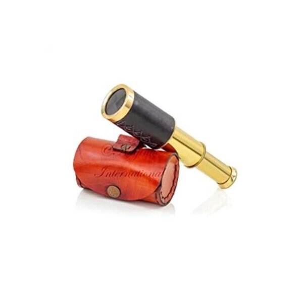 6 latón sólido Spyglass con bolsa de cuero cilíndrico_1