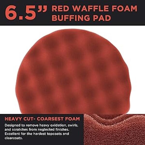 6.5 Rojo Waffle Heavy Cut Grip espuma Buff polaco Pad_2