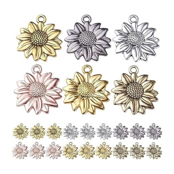 60 colgantes de girasol de aleación vintage de 6 colores