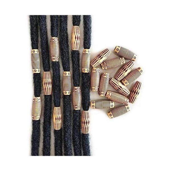 60 cuentas de rastas de madera de imitación de madera para
