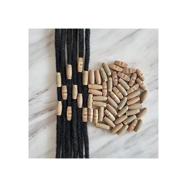 60 cuentas de rastas de madera de imitación de madera para