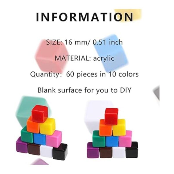 60 dados acrílicos en blanco de 0.630 in dados de colores_2